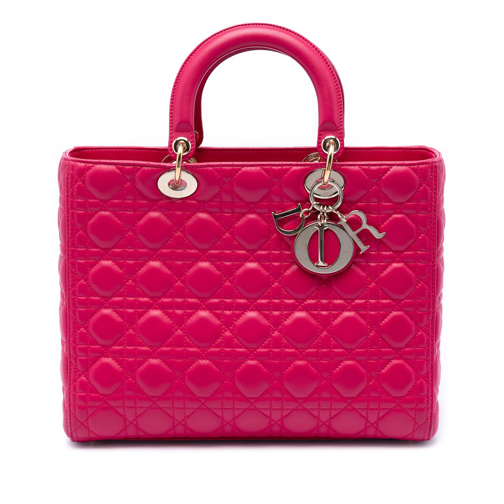 Pre-Loved Dior Large Lambskin Cannage Lady Dior